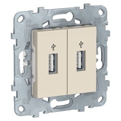 UNICA NEW USB-КОННЕКТОР, 2-местный, бежевый - фото 165631
