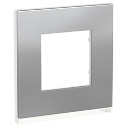 UNICA PURE рамка 1-постовая, горизонтальная, алюминий МАТОВЫЙ/белый - фото 165839