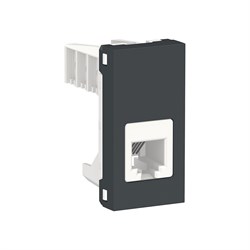 UNICA MODULAR розетка телефонная, RJ12, одиночная, 1 модуль, антрацит - фото 166209