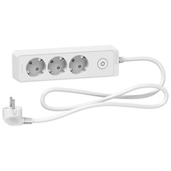 UNICA EXTEND удлинитель 3 розетки.2К+З, кабель 1,5м, белый - фото 166237