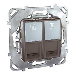 UNICA TOP РОЗЕТКА компьют., RJ45, двойная, кат. 6, с полем для надп., ГРАФИТ - фото 166450