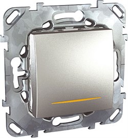 UNICA TOP ВЫКЛЮЧАТЕЛЬ 1-клавиш,двухпол,инд,винт клеммы,сх.2а,16А,250В, АЛЮМИНИЙ - фото 166467