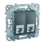 UNICA TOP РОЗЕТКА телефонная, RJ11, двойная, 4 контакта, ГРАФИТ - фото 166779
