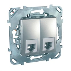 UNICA TOP РОЗЕТКА телефонная, RJ11, двойная, 4 контакта, АЛЮМИНИЙ - фото 166785