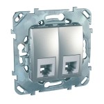 UNICA TOP РОЗЕТКА телефонная, RJ11, двойная, 4 контакта, АЛЮМИНИЙ - фото 166786