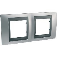 UNICA TOP РАМКА 2-постовая, горизонтальная, ГРАФИТ/ХРОМ МАТОВЫЙ - фото 166993