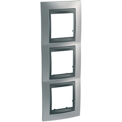 UNICA TOP РАМКА 3-постовая, горизонтальная, ГРАФИТ/ХРОМ МАТОВЫЙ - фото 167278