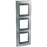 UNICA TOP РАМКА 3-постовая, горизонтальная, ГРАФИТ/ХРОМ МАТОВЫЙ - фото 167282