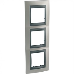 UNICA TOP РАМКА 3-постовая, горизонтальная, ГРАФИТ/НИКЕЛЬ - фото 167284