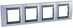 UNICA TOP РАМКА 4-постовая, горизонтальная, ГРАФИТ/БЕРИЛЛ - фото 167464