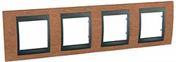 UNICA TOP РАМКА 4-постовая, горизонтальная, ГРАФИТ/ВИШНЯ - фото 167469