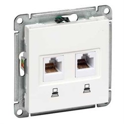 W59 РОЗЕТКА двойная компьютерная RJ45 кат.5E, механизм, БЕЛЫЙ - фото 167900