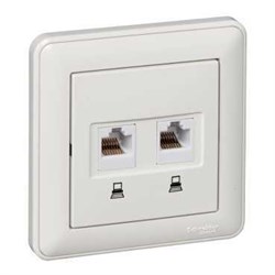 W59 РОЗЕТКА двойная компьютерная RJ45 кат.5E, в сборе, СЛОНОВАЯ КОСТЬ - фото 167904
