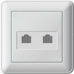 W59 РОЗЕТКА двойная компьютерная RJ45 кат.5E, в сборе, СЛОНОВАЯ КОСТЬ - фото 167905