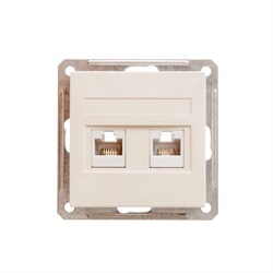W59 РОЗЕТКА двойная компьютерная RJ45 кат.5E, механизм, СЛОНОВАЯ КОСТЬ - фото 167909