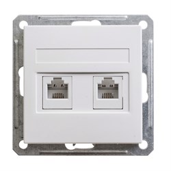 W59 РОЗЕТКА двойная телефонная RJ11, 160В, 1А, механизм, БЕЛЫЙ - фото 167977