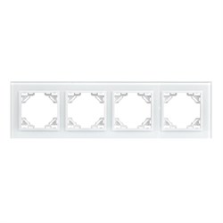 Минск Рамка 4-местная стеклянная белая EKF Basic - фото 183327