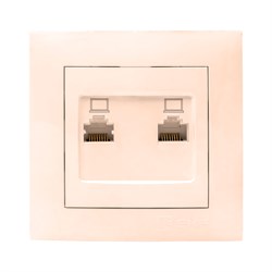 Валенсия розетка компьютерная RJ-45 2-местная кремовая EKF PROxima - фото 183388