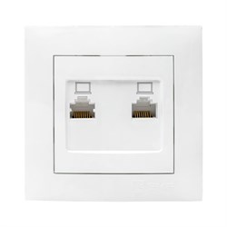 Валенсия розетка компьютерная RJ-45 2-местная белая EKF PROxima - фото 183576