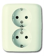 Розетка SCHUKO 16А 250В, двойная, серия Busch-Duro 2000 SI, цвет слоновая кость