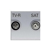 Розетка TV-R-SAT одиночная с накладкой, серия Zenit, цвет серебристый