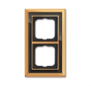 Рамка 2-постовая, серия Династия, Латунь полированная, черное стекло