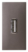 Механизм USB разъёма, тип А, с USB разъёмом мама на тыльной стороне, 1-модульный, серия Zenit, цвет антрацит
