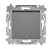 Выключатель кнопочный одноклавишный с подсветкой ABB Levit сталь / дымчатый чёрный