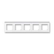 Рамка ABB Levit 5 постов белый / дымчатый чёрный