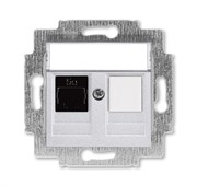Розетка информационная ABB Levit RJ45 категория 5e и заглушка серебро