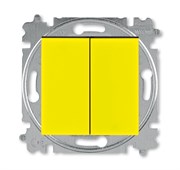 Выключатель кнопочный двухклавишный ABB Levit жёлтый / дымчатый чёрный