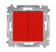 Выключатель кнопочный двухклавишный ABB Levit красный / дымчатый чёрный