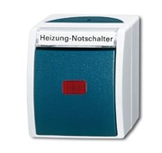 Переключатель 1-клавишный, контрольный, с красной линзой, с маркировкой Heizung-Notschalter, IP44, для открытого монтажа, серия ocea