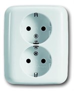 Розетка SCHUKO 16А 250В, двойная, серия Reflex SI, цвет альпийский белый