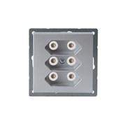 Розетка 3*EuroSocket 6А 230В, без заземления, алюминий