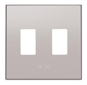 Накладка для механизма 2хUSB зарядного устройства, серия SKY, цвет серебристый алюминий