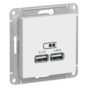 ATLASDESIGN USB РОЗЕТКА A+A, 5В/2,1 А, 2х5В/1,05 А, механизм, БЕЛЫЙ