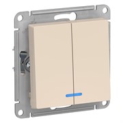 ATLASDESIGN 2-клавишный ВЫКЛЮЧАТЕЛЬ с подсветкой, сх.5а, 10АХ, механизм, БЕЖЕВЫЙ