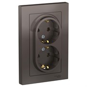 ATLASDESIGN РОЗЕТКА двойная с заземлением, 16А, в сборе, МОККО
