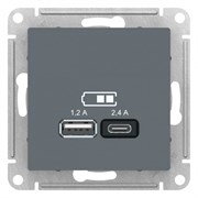 ATLASDESIGN USB РОЗЕТКА A+С, 5В/2,4А, 2х5В/1,2А, механизм, ГРИФЕЛЬ