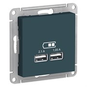 ATLASDESIGN USB РОЗЕТКА A+A, 5В/2,1 А, 2х5В/1,05 А, механизм, ИЗУМРУД