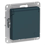 ATLASDESIGN РОЗЕТКА с зазем. со шторками с крышкой, 16А, IP20, механизм, ИЗУМРУД