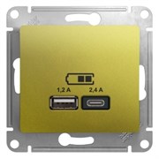 GLOSSA USB РОЗЕТКА A+С, 5В/2,4А, 2х5В/1,2 А, механизм, ФИСТАШКОВЫЙ