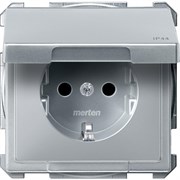 MERTEN МЕХАНИЗМ розетки 16А с/з c крышкой IP44, АЛЮМИНИЙ, QF SD