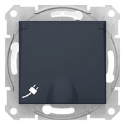 SEDNA РОЗЕТКА IP44 16А с з/к, с крышкой,cо шторками,быстрозажим.контакты, ГРАФИТ