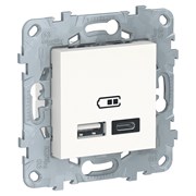 UNICA NEW РОЗЕТКА USB, 2-местная, тип А+С, 5 В / 2400 мА, БЕЛЫЙ