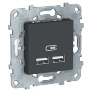 UNICA NEW розетка USB, 2-местная, тип А+А, 5 В / 2100 мА, антрацит