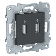 UNICA NEW USB-КОННЕКТОР, 2-местный, антрацит