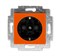 Розетка ABB Levit с заземлением со шторками 16А оранжевый / дымчатый чёрный - фото 118721