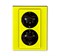 Розетка двойная ABB Levit с заземлением со шторками 16А жёлтый / дымчатый чёрный - фото 118781